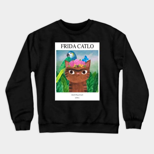 Frida Catlo Gallery cat Crewneck Sweatshirt by Planet Cat Studio